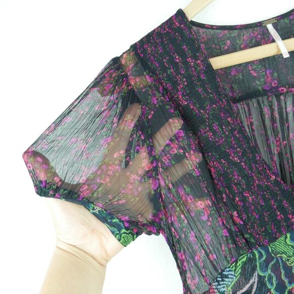 Free People XS Daisy Fields Maxi Top Whimsigoth Festival Fairy Sheer Boho Hippy - Picture 3 of 10